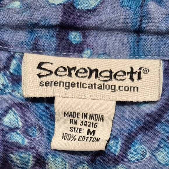 Serengeti Blue and Teal Patterned Cotton Shirt - Picture 2 of 4